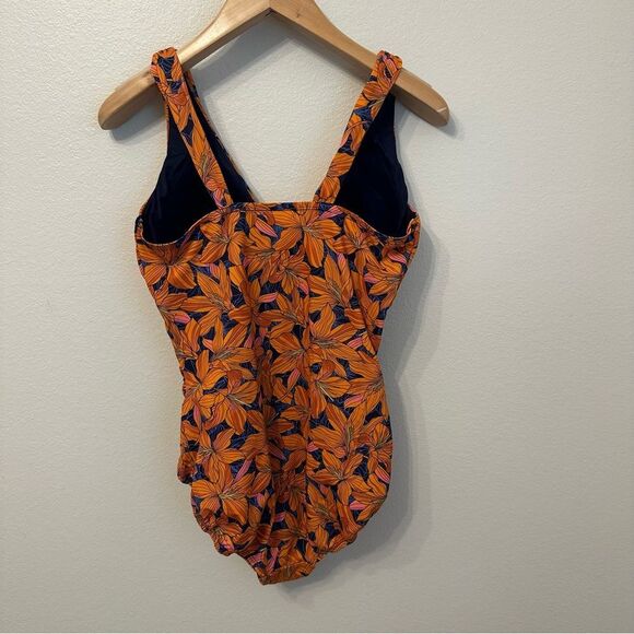 Lands' End Women's Orange Floral One Piece Swimsuit - Picture 5 of 5